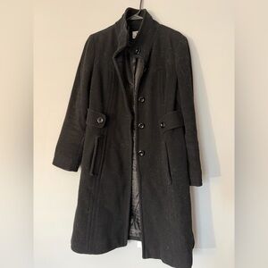 Worthington Black Wool Pea Coat with Button Front